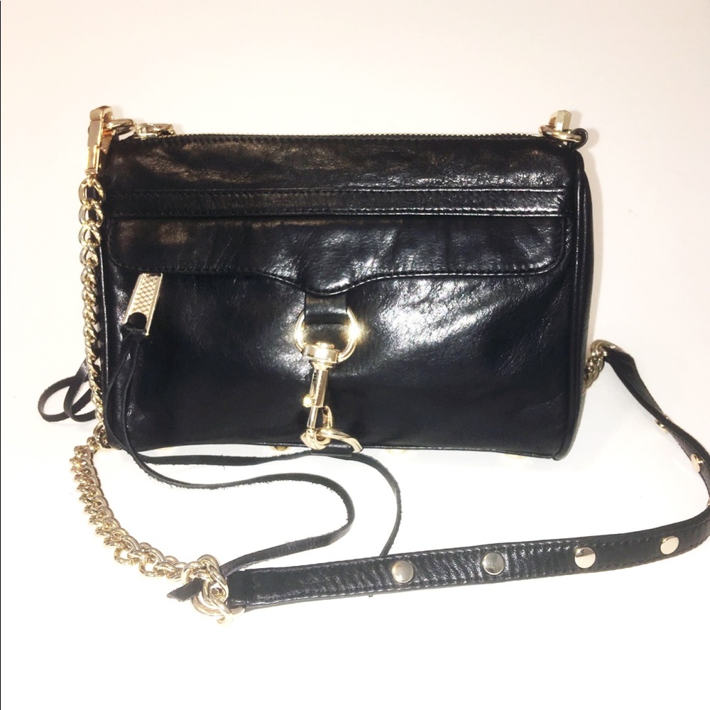 Rebecca Minkoff Mini MAC Crossbody Bag Black Gold EUC